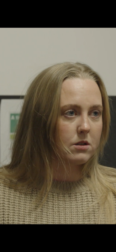 Tracy Roberts A woman with long blonde hair looks worried, wearing a light-coloured sweater.